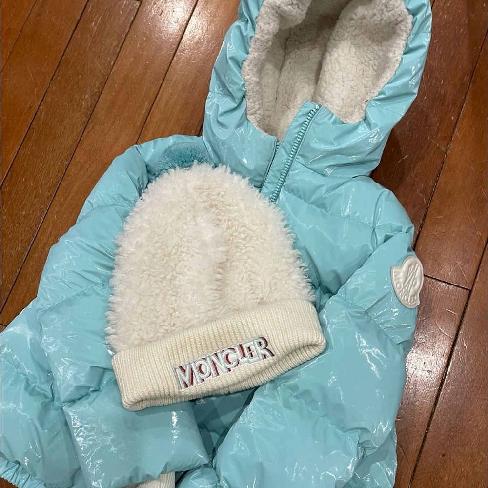 Rare Find🔥 Blue Moncler Coat & Hat Bundle!
